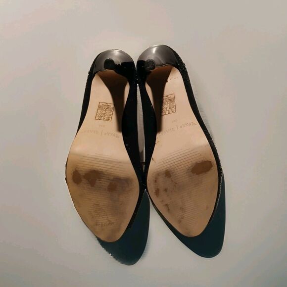 WHBM Black Sequined Stiletto Heels Pumps 4.5" Sz 6M Sexy Chic Peep-Toe Evening - Picture 13 of 13